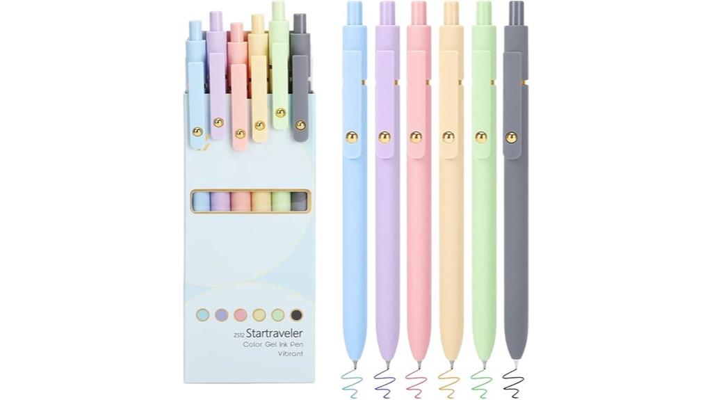 six color gel pens