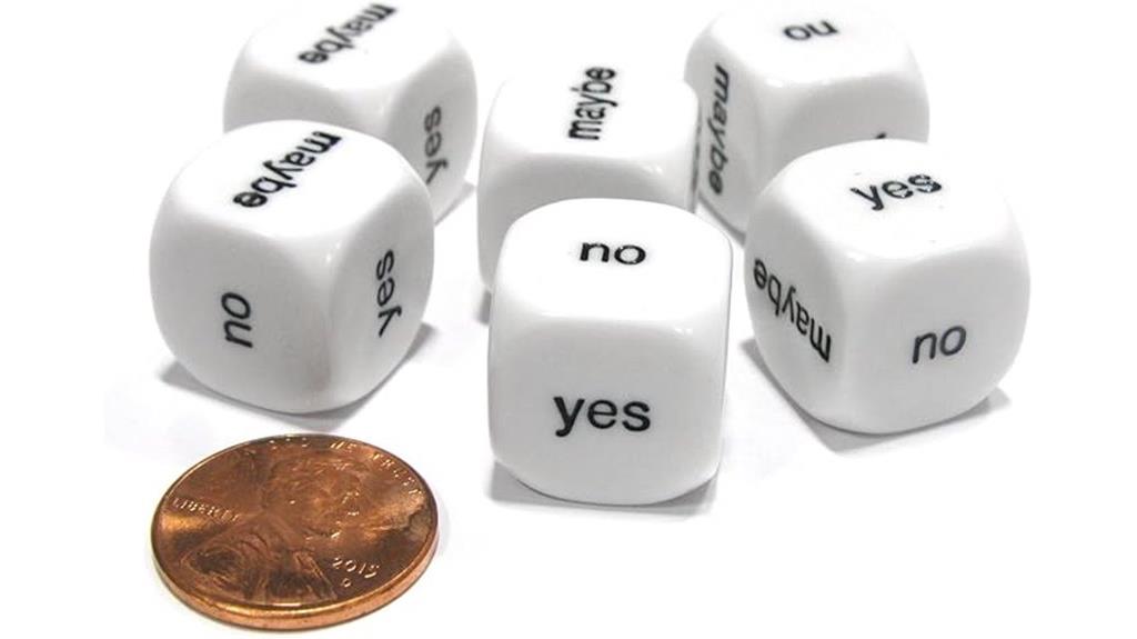 six white decision dice