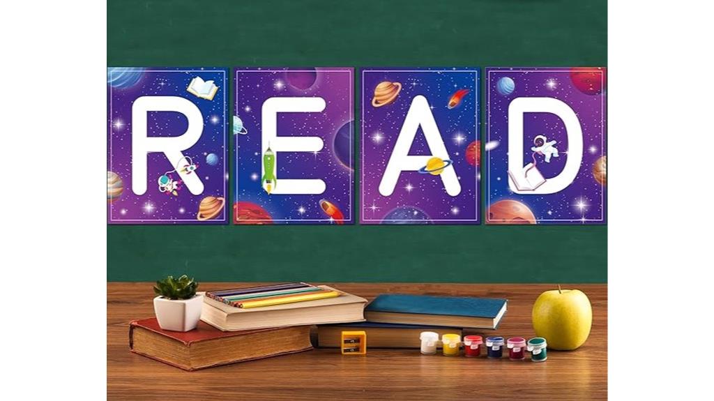 space themed reading classroom poster