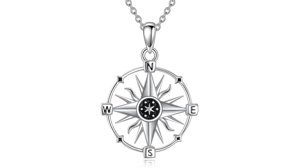 sterling silver compass necklace