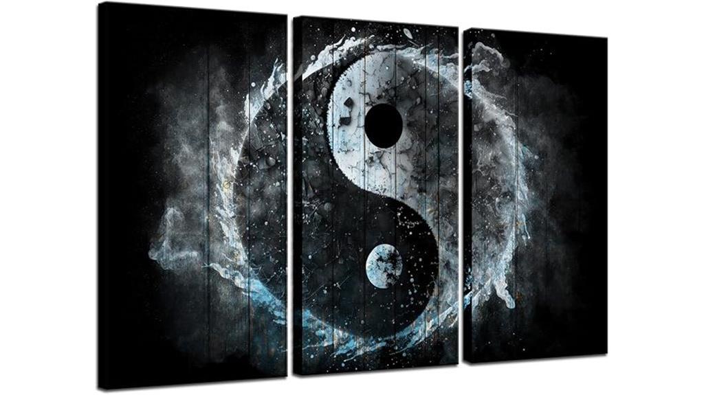 three panel yin yang artwork