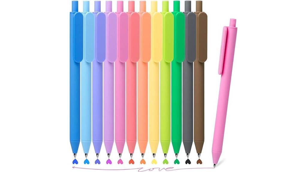 twelve color retractable gel pens
