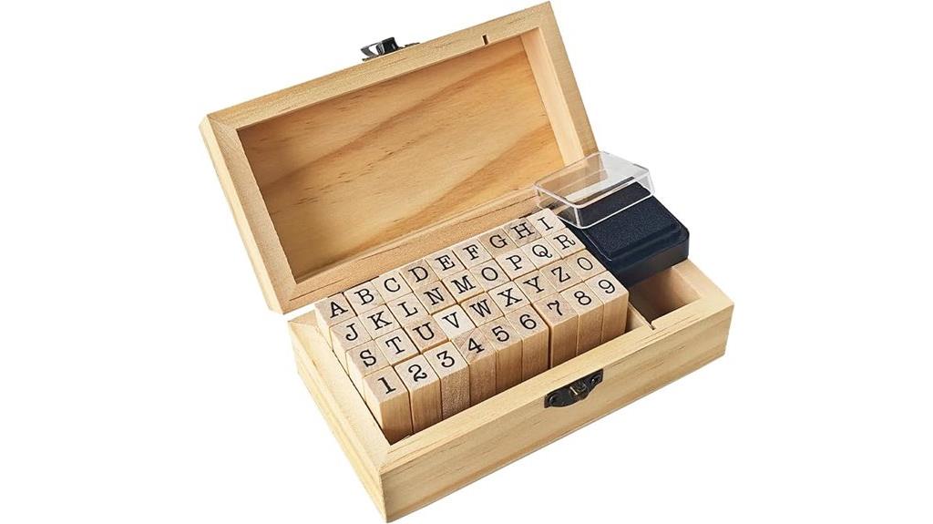 wooden number alphabet stamp kit
