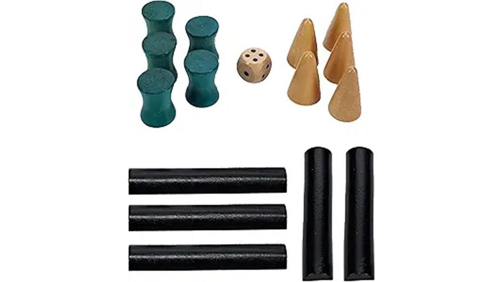 wooden senet game pieces