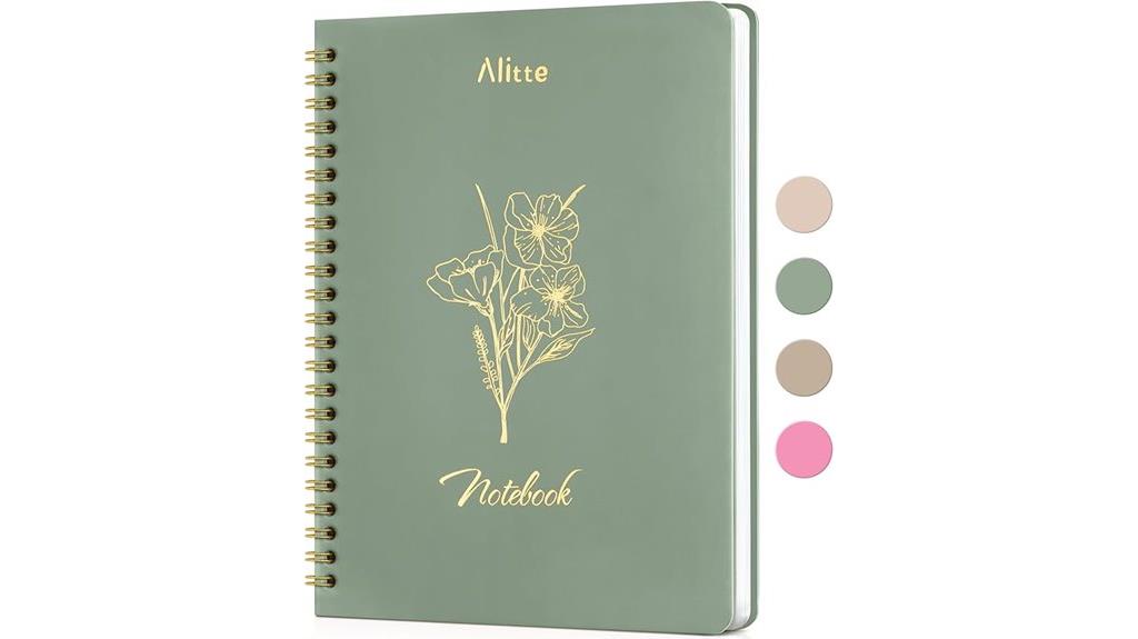 work notebook with green cover