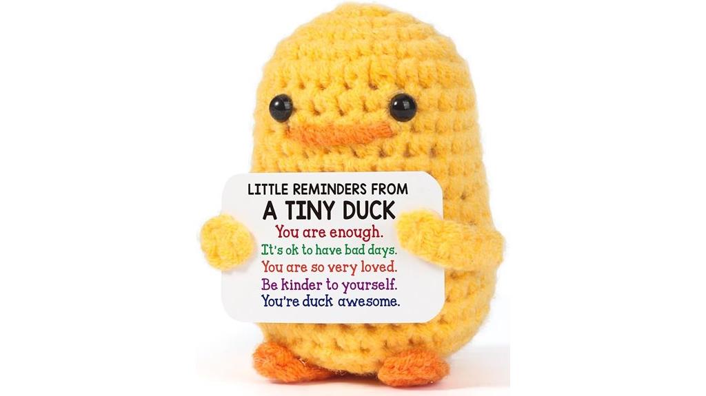 crochet duck celebrates mental health