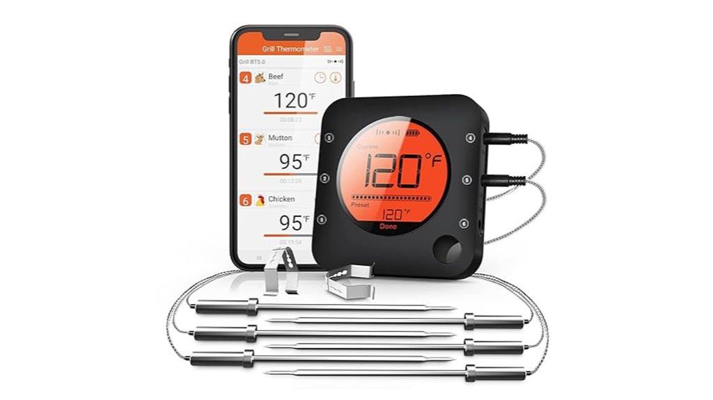 wireless meat thermometer with six probes