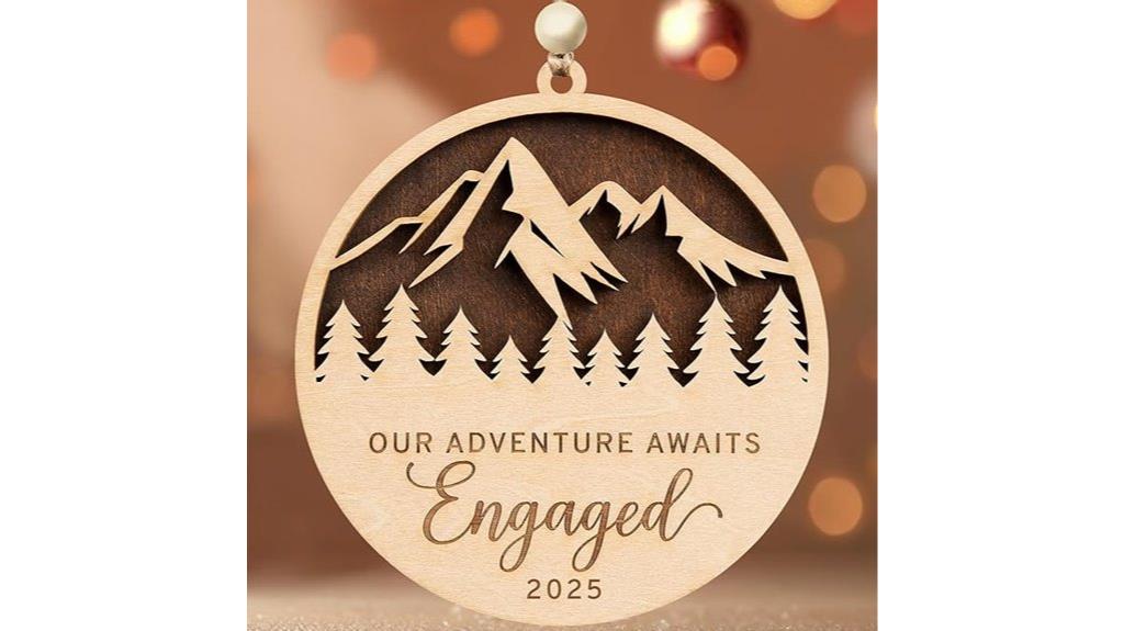 wooden engagement gift ornament