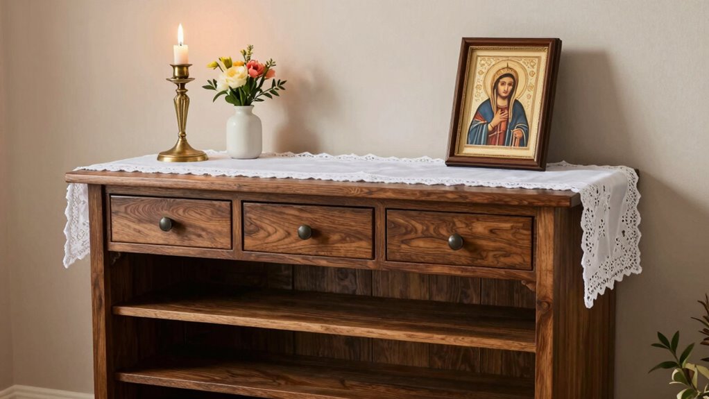 altar table height storage placement