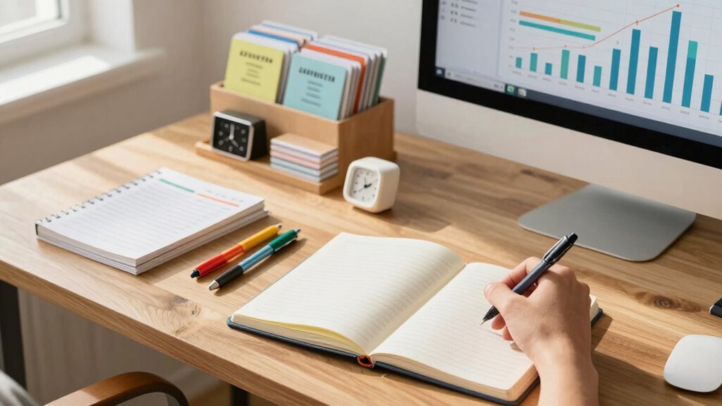 monitor review adjust celebrate