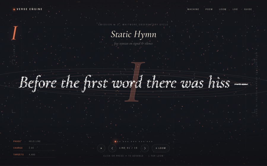 Verse Engine — poems made of particles — Particle Physics