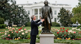Trump Installs Thomas Jefferson Statue In The Rose Garden
