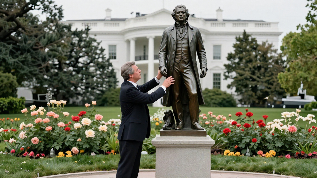 Trump Installs Thomas Jefferson Statue In The Rose Garden