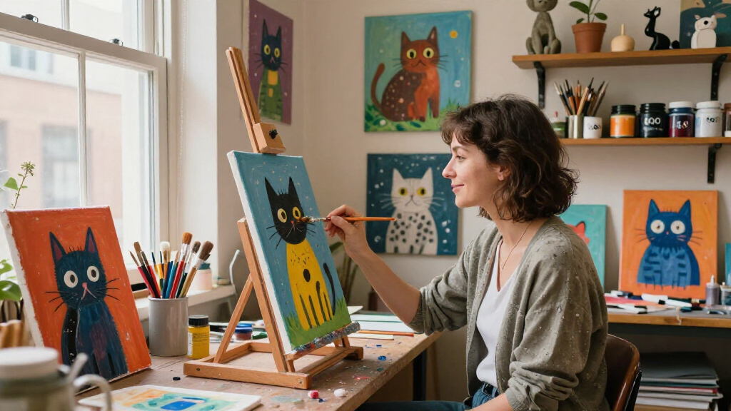 Mischievous Cats Rule In Minyoung Kim’s Affectionately Quirky Paintings