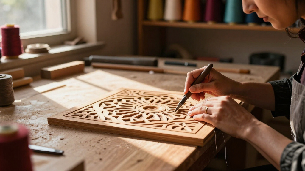 Nosheen Iqbal Translates Islamic Ornament Into Meticulous Wood-and-Thread Patterns