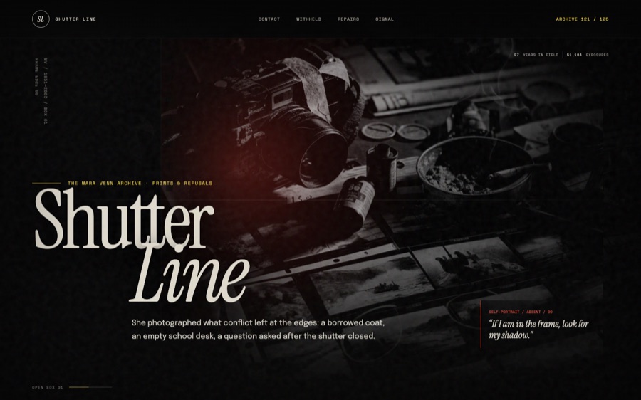 Shutter Line — The Unprinted Work of Mara Venn — Absence-Driven Interface (FABLE/175, room 121)