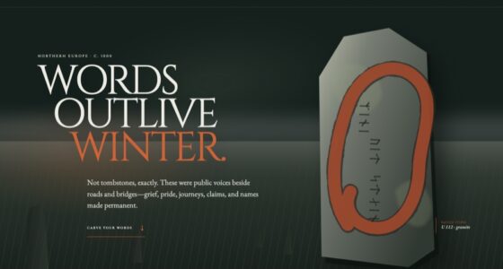 The Runestone Field — Carve Words Into Winter — SVG Carving Animation (FABLE/175, room 81)