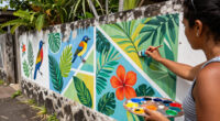 Amok Island’s Geometric Murals Teem With Vibrant Local Flora And Fauna