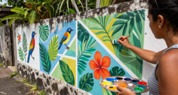 Amok Island’s Geometric Murals Teem With Vibrant Local Flora And Fauna