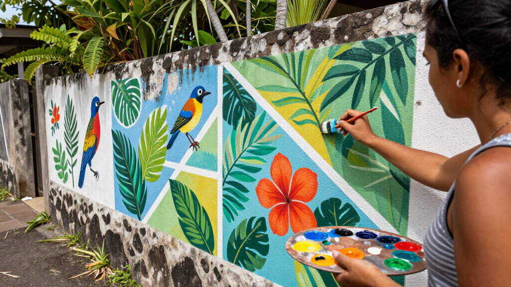 Amok Island’s Geometric Murals Teem With Vibrant Local Flora And Fauna